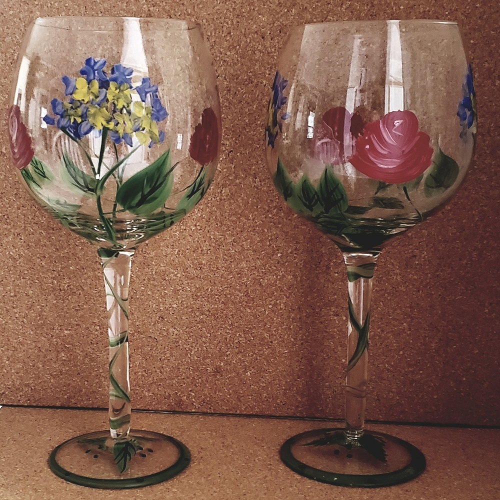 Hand painted wine glasses